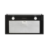 cappa integrata sottopensile samet kripto60 luce led 3 livelli velocità nero classe d, dettaglio di guide, supporti e sistemi scorrevoli