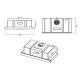 cappaintegrata samet new slim sottopensile potenza aspirante 250 m3/h luce led 60 nero con frontalino inox, componenti del gruppo mostrati separatamente