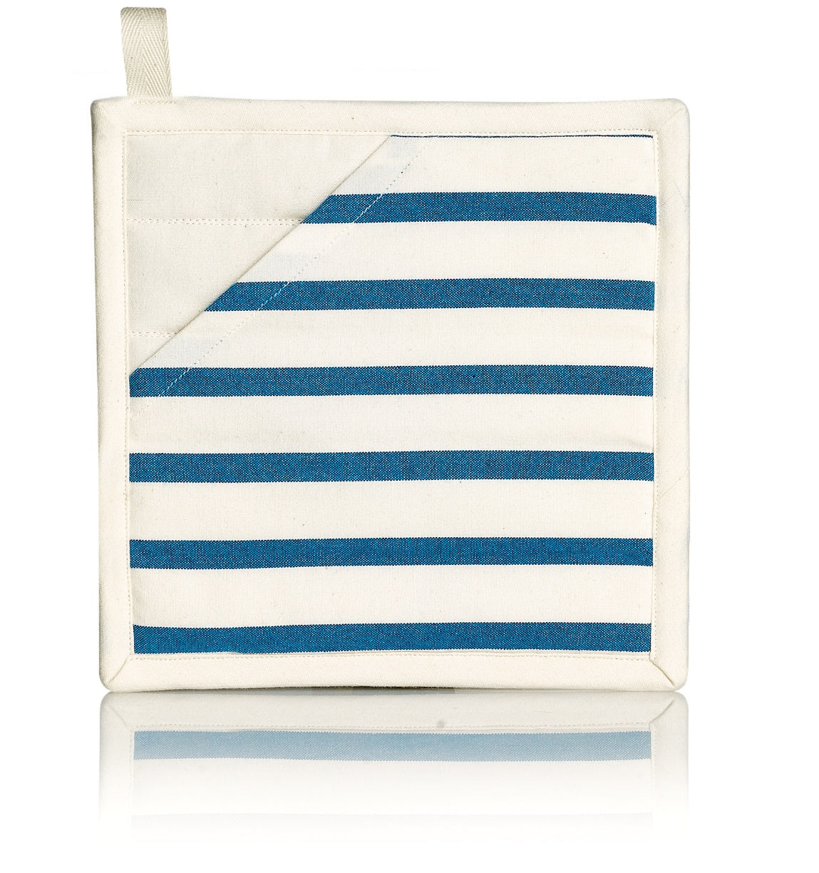guanto da forno 2 in 1 nalou avorio/blu, colore avorio/blu, taglia 20 x 20. guanto da cucina su sfondo neutro per una visione chiara del prodotto