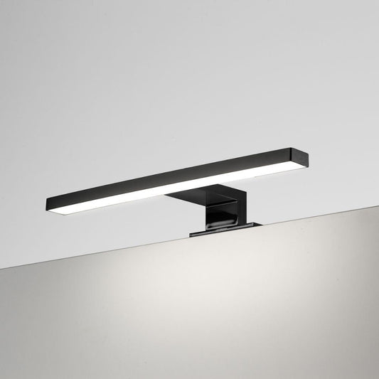 lampada led kyra per bagno 300 mm nera, lampada da bagno montata sopra lo specchio, ideale per illuminazione funzionale