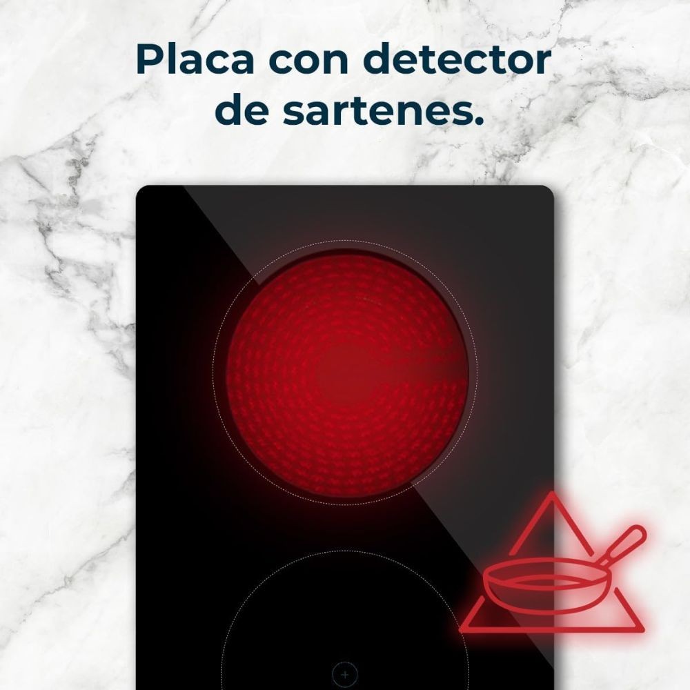 piano cottura ad induzione domino bolero squad i 2100 29 cm. 2 zone di cottura con 9 livelli di potenza, vista del piano in utilizzo con pentole compatibili