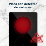 piano cottura ad induzione domino bolero squad i 2100 29 cm. 2 zone di cottura con 9 livelli di potenza, vista del piano in utilizzo con pentole compatibili