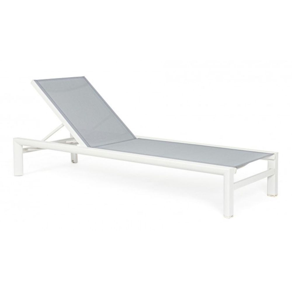 lettino reclinabile skipper new in alluminio bianco e textilene grigio, con ruote, lettino prendisole con struttura in legno...