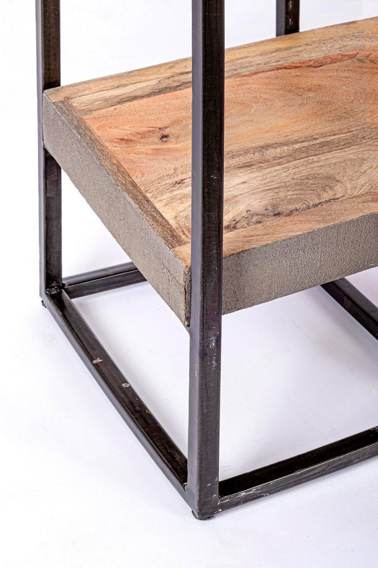 libreria manchester in legno di mango e acciaio, 150x35x180 cm, design versatile per ambienti moderni, scandinavi o...