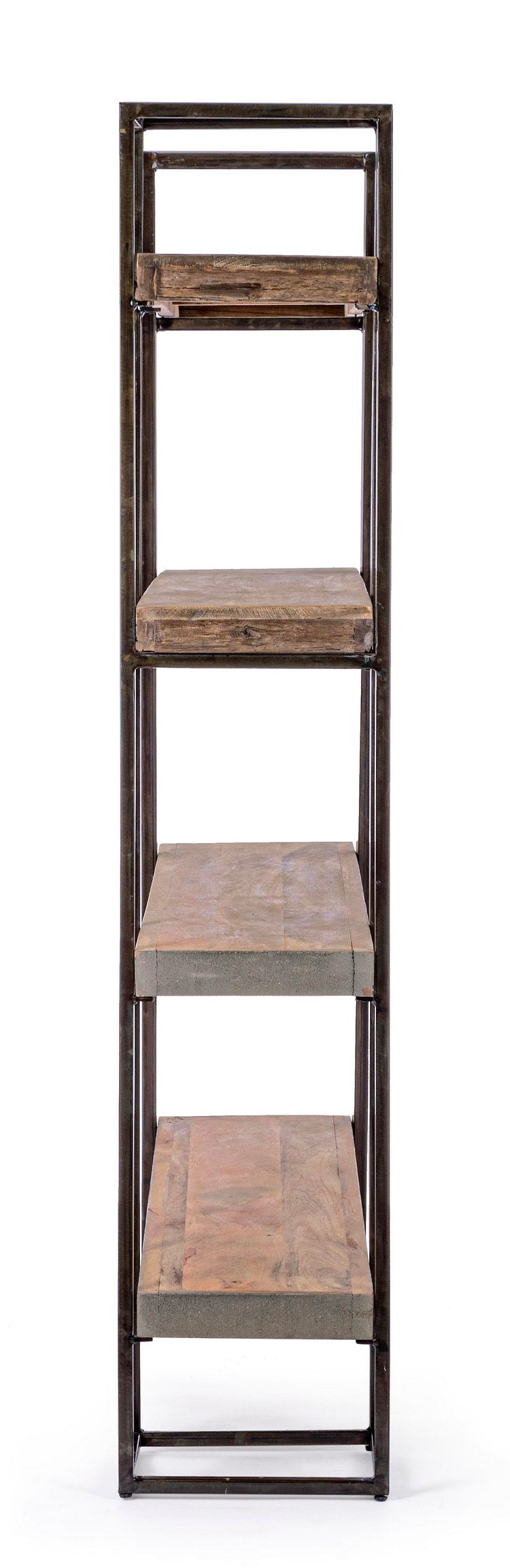 libreria manchester in legno di mango e acciaio, 150x35x180 cm, libreria con scaffali aperti per una disposizione libera e...