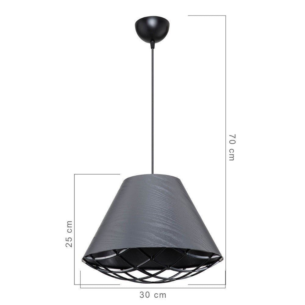 lampada da soffitto ayda asz1560 con paralume in tessuto antracite, cavo regolabile per adattarsi a soffitti di diverse altezze