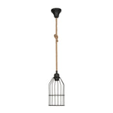 lampada a sospensione halat asz0549 in metallo nero e corda, lampada a sospensione con luce diretta, perfetta per tavolo da pranzo o cucina