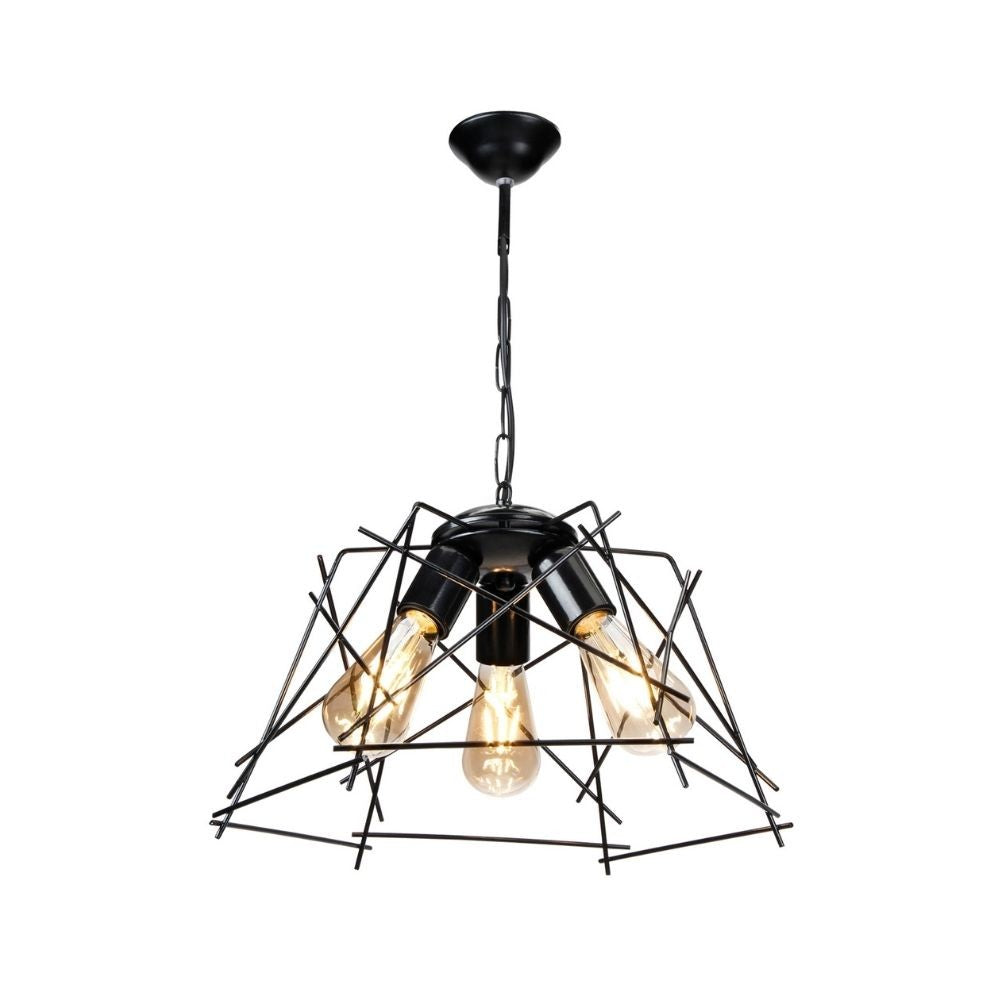 lampada a sospensione tena mdl3854 luci in metallo nero asimmetrico, vista dal basso del paralume in metallo, vetro o tessuto