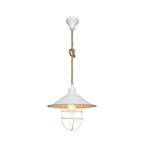 lampada da soffitto bulut asz0631 metallo bianco e corda iuta, vista dal basso del paralume in metallo, vetro o tessuto