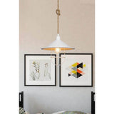 lampada da soffitto bulut asz0631 metallo bianco e corda iuta, ambientazione moderna con punto luce centrale sopra il tavolo