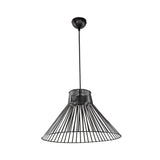lampada a sospensione panama mdl4135 filo metallico nero, vista dal basso del paralume in metallo, vetro o tessuto