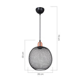 lampada a sospensione metallo traforato nero belin mdl4320, cavo regolabile per adattarsi a soffitti di diverse altezze