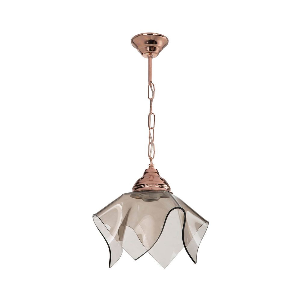 lampada a sospensione volga mdl3782 rame e vetro fumè, lampada a sospensione con luce diretta, perfetta per tavolo da pranzo o cucina