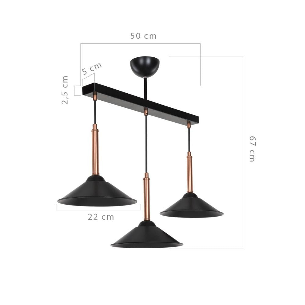 lampada a sospensione mandarin mdl4221 con paralumi metallo nero, cavo regolabile per adattarsi a soffitti di diverse altezze