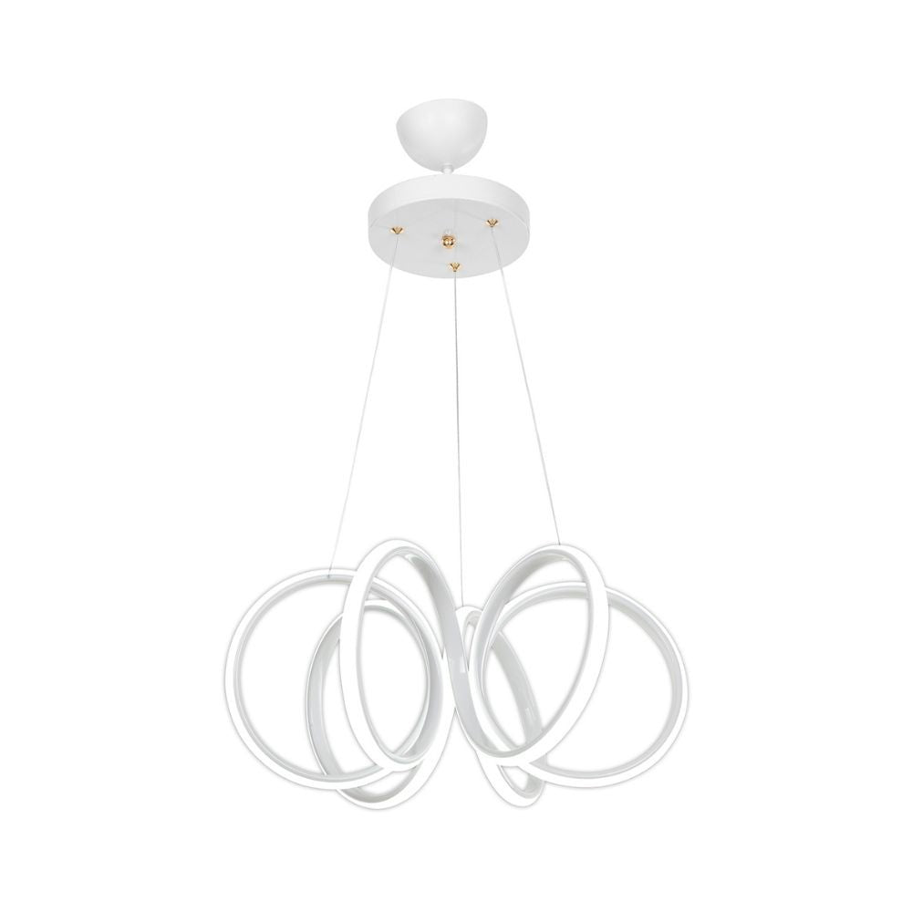 lampada a sospensione led ilya forma spirale bianca mdl4439, vista dal basso del paralume in metallo, vetro o tessuto