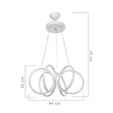 lampada a sospensione led ilya forma spirale bianca mdl4439, cavo regolabile per adattarsi a soffitti di diverse altezze