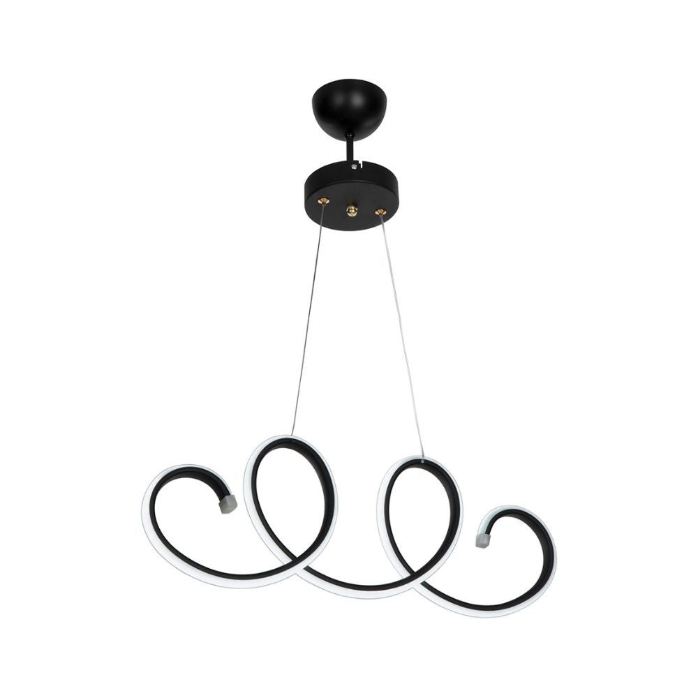 lampada a sospensione led afra forma spirale nera mdl4441, vista dal basso del paralume in metallo, vetro o tessuto