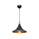 lampada a sospensione kalyon metallo nero oro asz1650, vista dal basso del paralume in metallo, vetro o tessuto