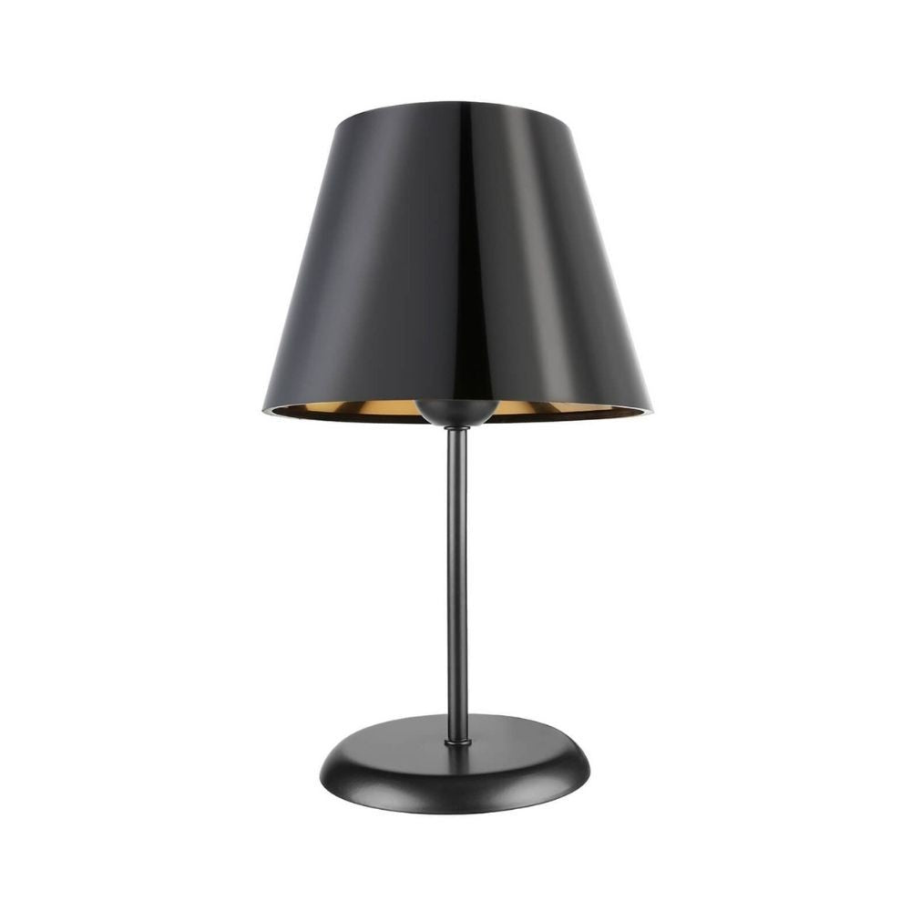 lampada da tavolo verda asz1212 in metallo e paralume tessuto nero, lampada da tavolo con base stabile e paralume elegante