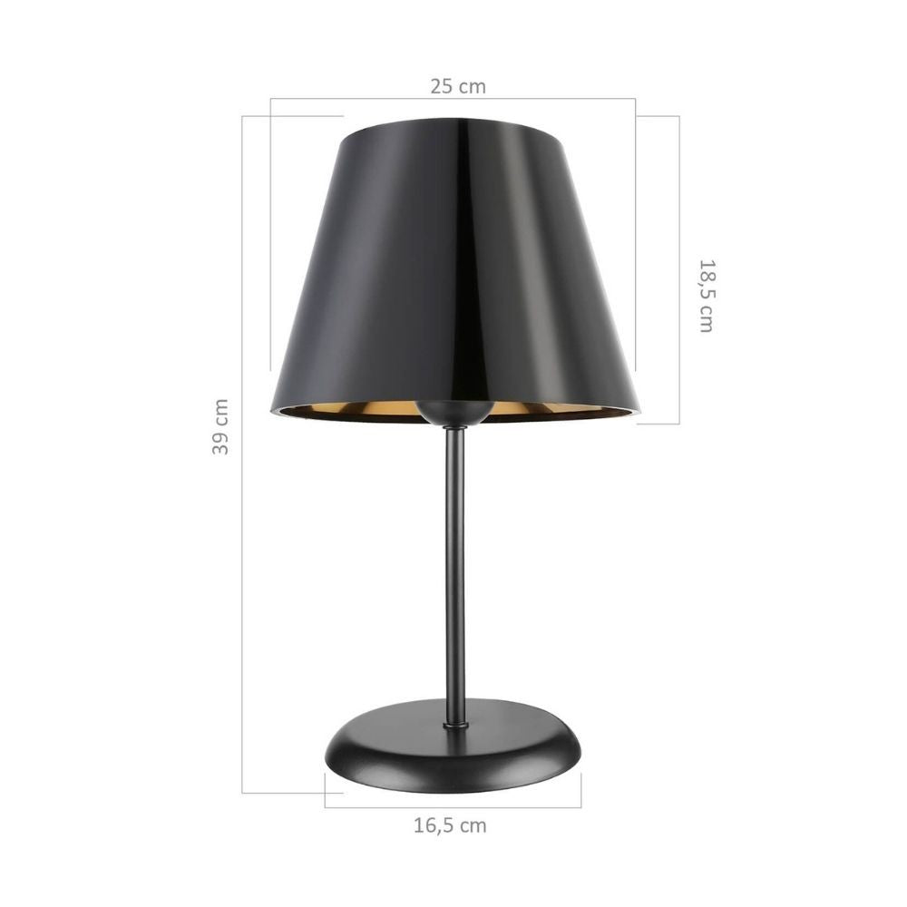 lampada da tavolo verda asz1212 in metallo e paralume tessuto nero, luce soffusa ideale per lettura o relax serale