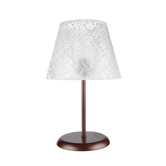 lampada da tavolo elva mng3065 in metallo e paralume tessuto ricamo, lampada da tavolo con base stabile e paralume elegante