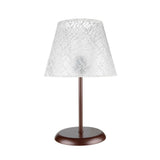lampada da tavolo elva mng3065 in metallo e paralume tessuto ricamo, lampada da tavolo con base stabile e paralume elegante
