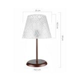 lampada da tavolo elva mng3065 in metallo e paralume tessuto ricamo, luce soffusa ideale per lettura o relax serale