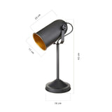 lampada da tavolo direzionabile tokyo mdl3636 metallo nero, luce soffusa ideale per lettura o relax serale