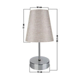 lampada da tavolo estelya az1068 cromo beige, dettaglio dell’interruttore e finitura del materiale