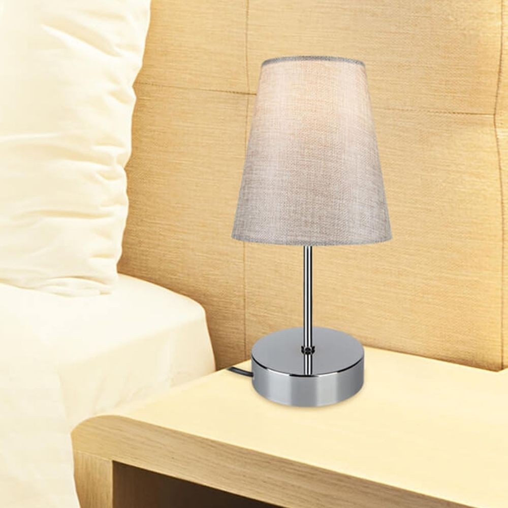 lampada da tavolo estelya az1068 cromo beige, luce soffusa ideale per lettura o relax serale