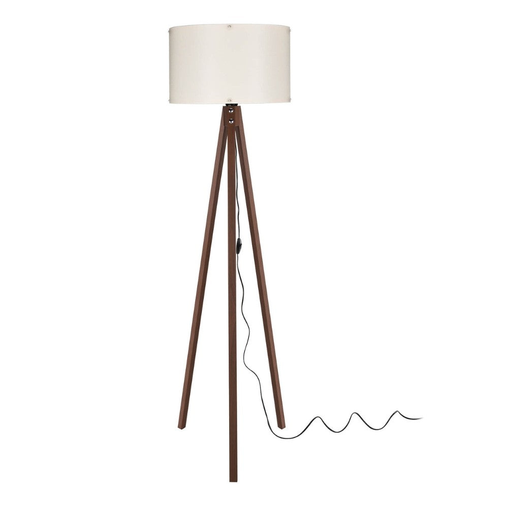 lampada da terra aden asz1460 con piantana in noce e paralume in tessuto crema, lampada da terra alta con paralume in tessuto o metallo