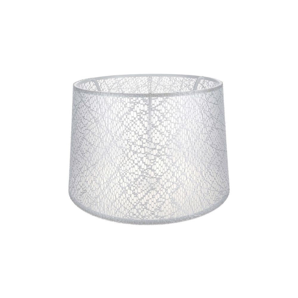 paralume deco asz1181 tessuto bianco motivo ricamo, lampada da terra alta con paralume in tessuto o metallo