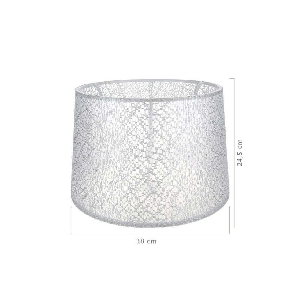 paralume deco asz1181 tessuto bianco motivo ricamo, vista ambientata accanto a divano, poltrona o libreria