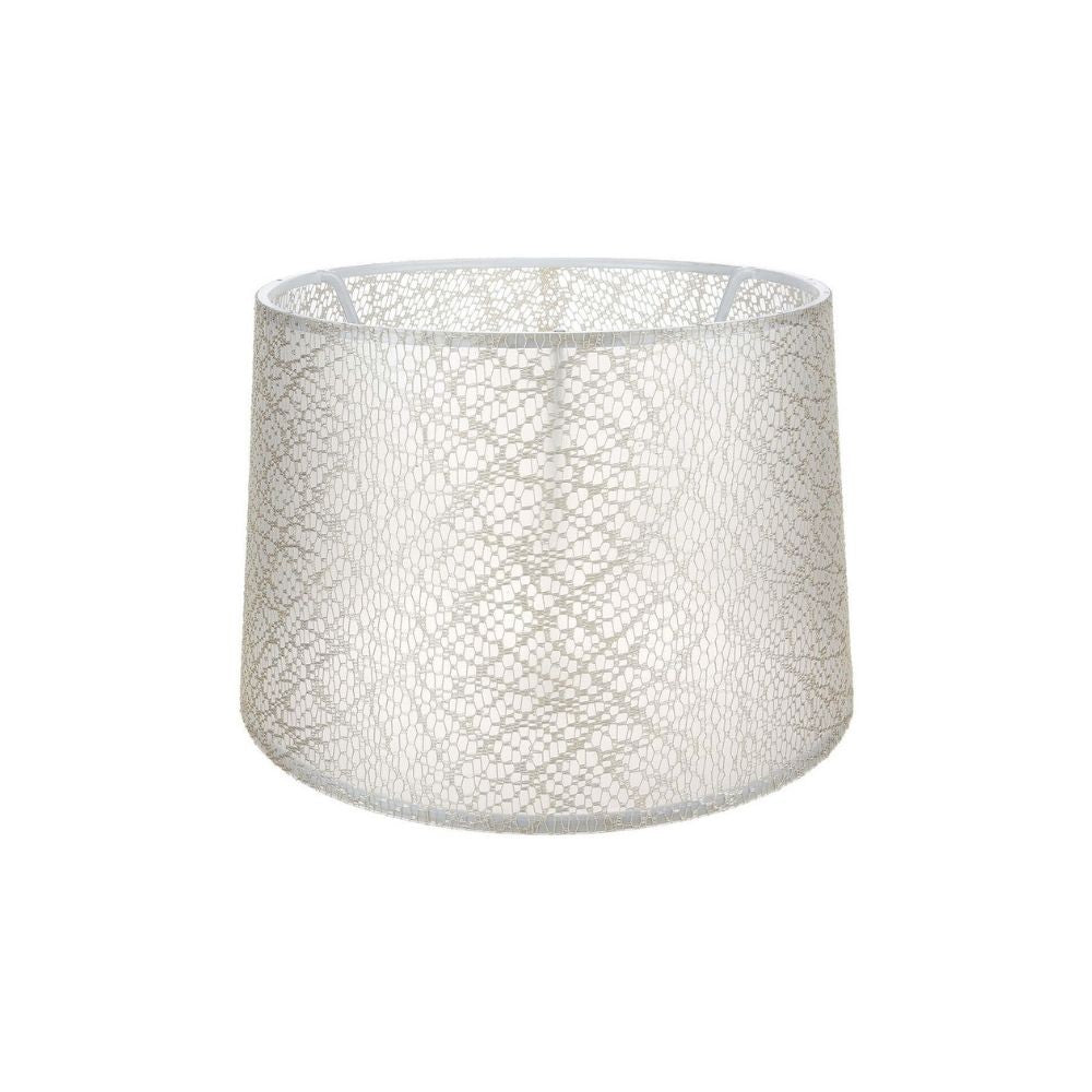 paralume deco asz1182 tessuto crema motivo ricamo, lampada da terra alta con paralume in tessuto o metallo