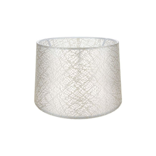 paralume deco asz1182 tessuto crema motivo ricamo, lampada da terra alta con paralume in tessuto o metallo