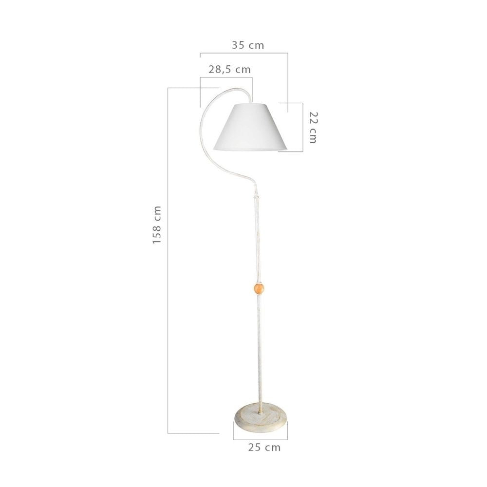 lampada da terra a stelo geo asz1043 con paralume tessuto bianco, struttura stabile con base solida e design contemporaneo