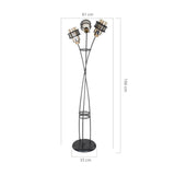 lampada da terra grande mdl3812 in ferro intrecciato 3 luci in vetro, struttura stabile con base solida e design contemporaneo