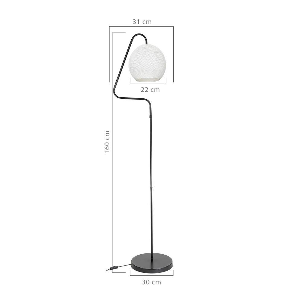 lampada da terra a stelo yumak mdl4256 grigio e paralume tessuto bianco, struttura stabile con base solida e design contemporaneo