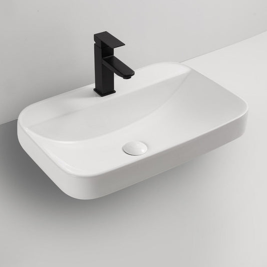 lavabo da semincasso cup6026b in ceramica 60x40x16.5 cm bianco, lavabo moderno ideale per bagni eleganti e funzionali