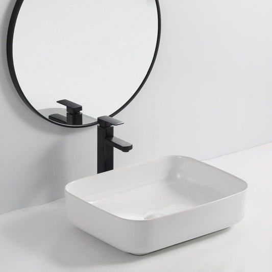 lavabo da appoggio bowl9391b in ceramica 50x39x13 cm. bianco, lavabo moderno ideale per bagni eleganti e funzionali
