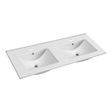 lavabo da appoggio 20331 in ceramica due vasche 121.5x47 cm colore bianco, lavabo moderno ideale per bagni eleganti e funzionali