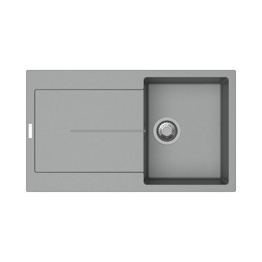 enigma d100 lavello vasca e gocciolatoio croma, lavello in granito a una vasca, vista frontale