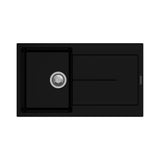 enigma d100 lavello vasca e gocciolatoio nero, dettaglio della vasca singola in materiale resistente