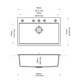waltz 78x51 lavello una vasca croma, dettaglio della vasca singola in materiale resistente