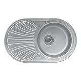 lavello smeg lmel77s 1 vasca con gocciolatoio sinistro 78x48 cm inox, lavello in acciaio inox a una vasca, vista frontale