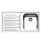 lavello smeg lp861s2 inox 1 vasca con gocciolatoio sinistro 86x50 cm., lavello in acciaio inox a una vasca, vista frontale