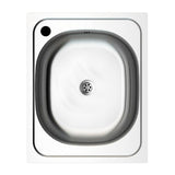 lavello incasso n205as 40x50 monovasca, lavello in acciaio inox a una vasca, vista frontale