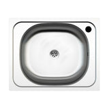 lavello incasso n205as 40x50 monovasca, dettaglio della superficie lucida in acciaio