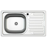 lavello incasso sa07 una vasca con gocciolatoio destro 43.5x76 cm. inox, lavello in acciaio inox a una vasca, vista frontale