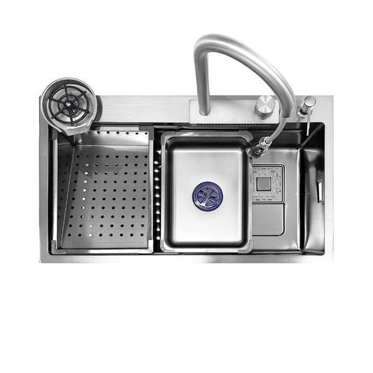 lavello incasso sa3541 una vasca 75x45 cm. completo di accessori colore inox, lavello in acciaio inox a una vasca, vista frontale